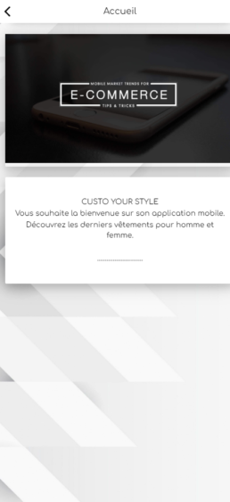 Application mobile Android & IOS m-commerce, commerce mobile, blog interactif